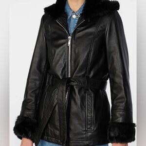 Genevieve Belted Leather Jacket